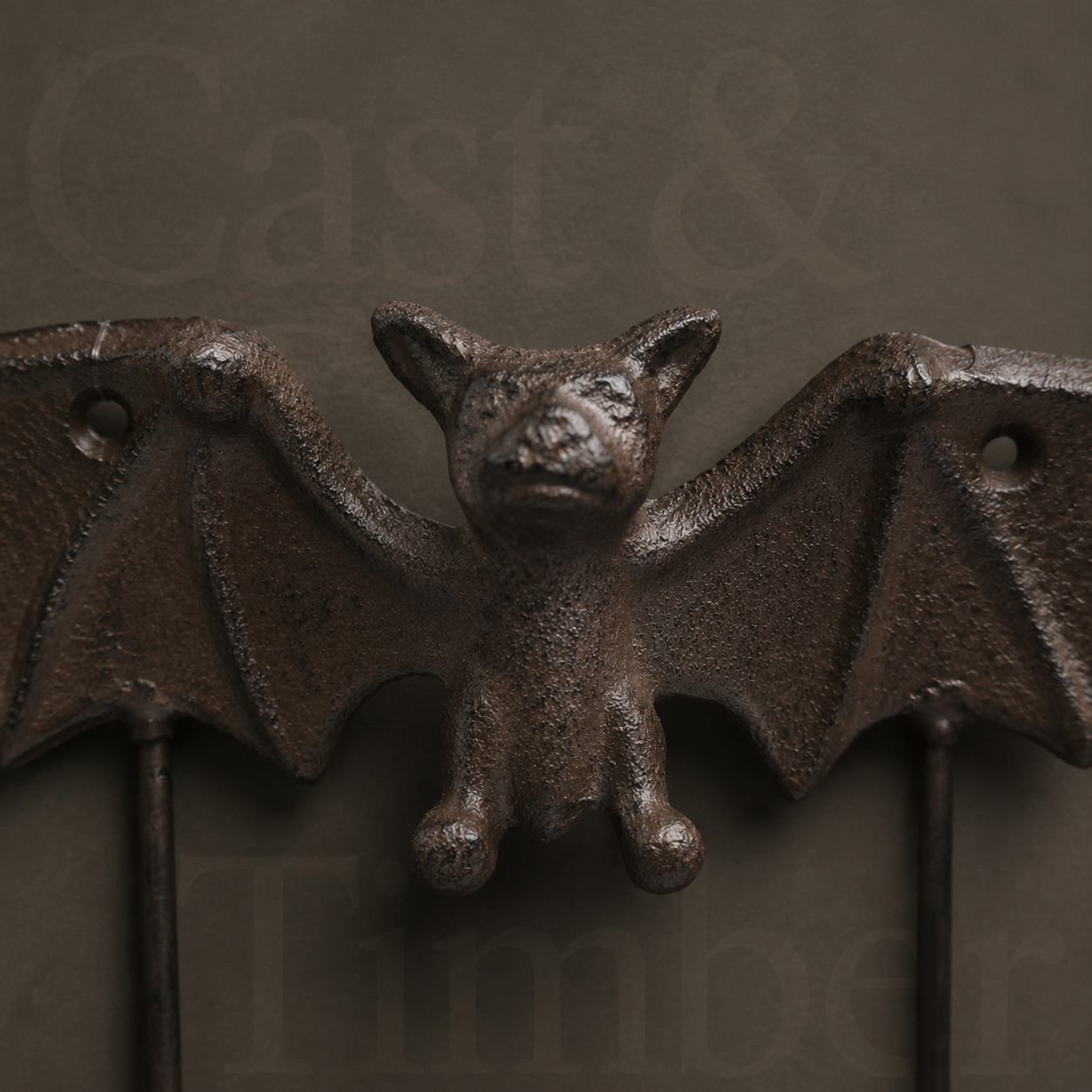 Cast Iron Bat Wall Rack With Two Hooks
