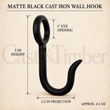 Matte Black Cast Iron Wall Hook