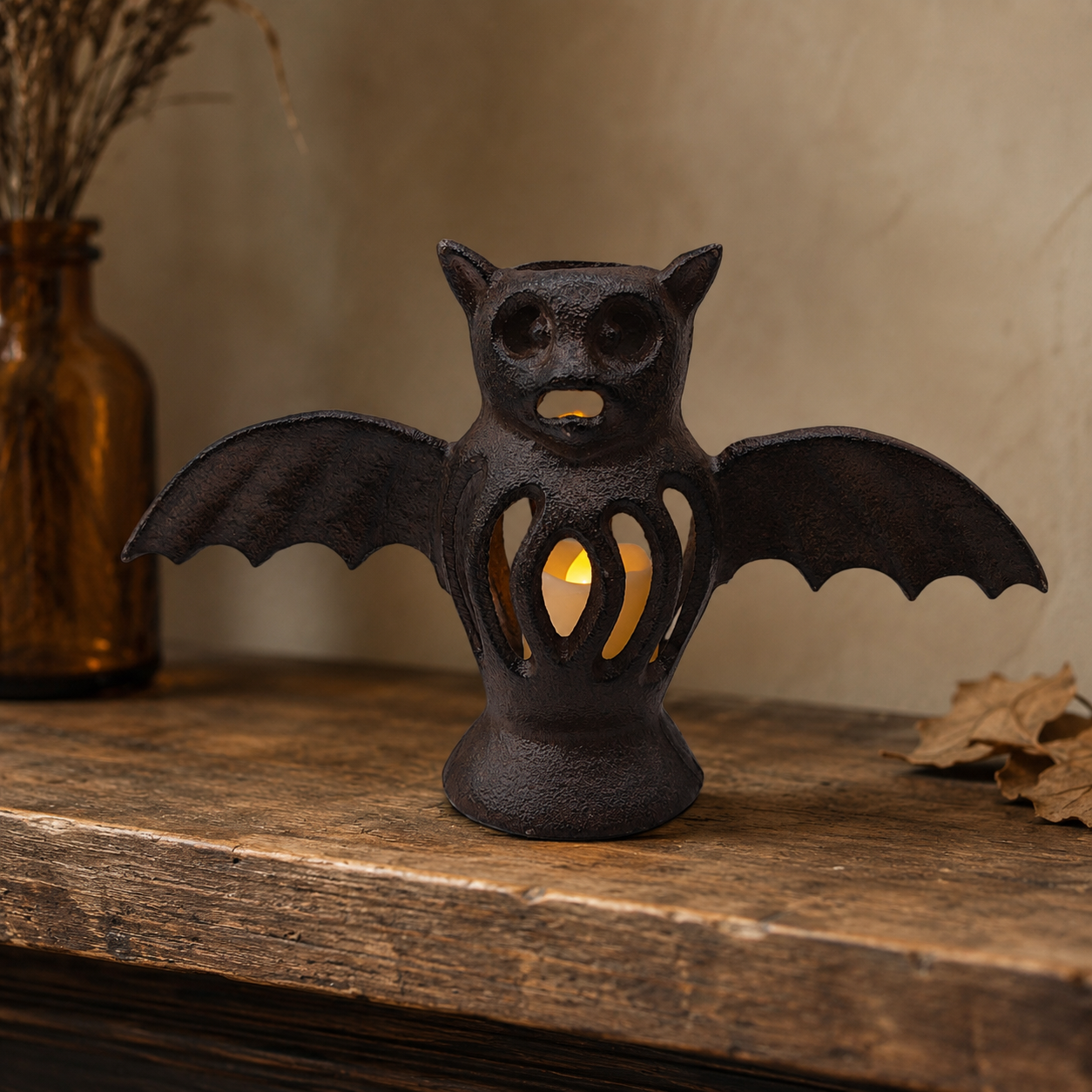 Cast Iron Bat Candle Holder